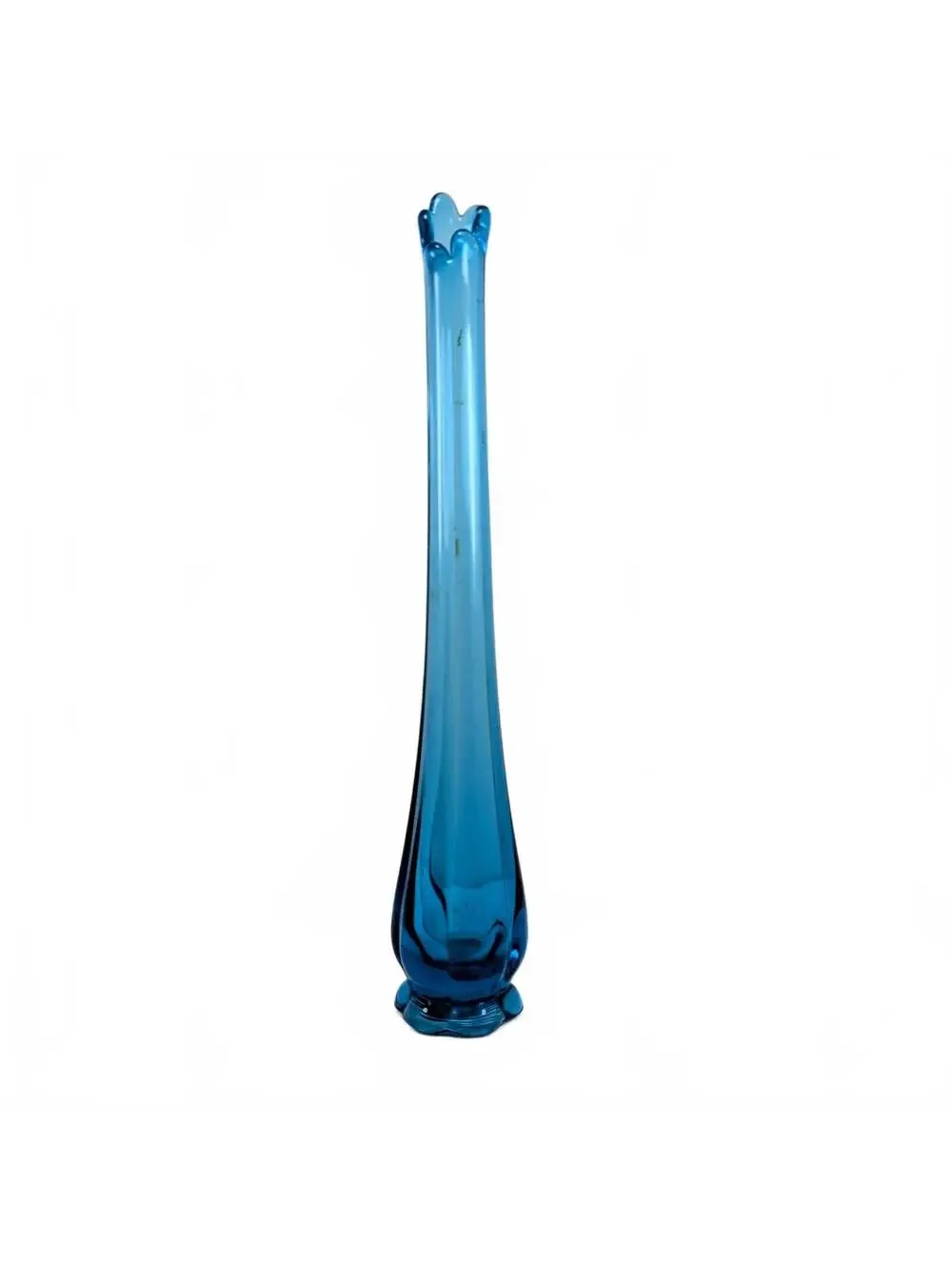 Vtg L.E. Smith Simplicity 4103 Peacock Blue Swung Vase 14.75